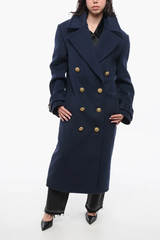 Romantic Data Balmain Virgin Wool Double-Breasted Coat With Jewel Buttons