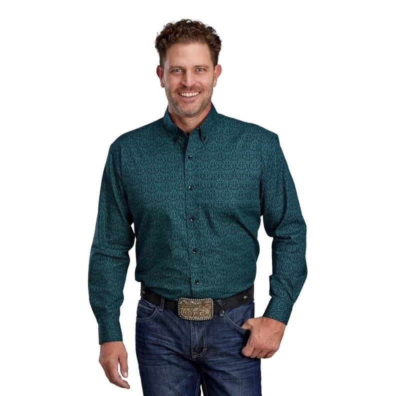 Comfortable Shoes Roper Western Shirt Mens L/S Button Paisley Green 03-001-0326-6022 GR