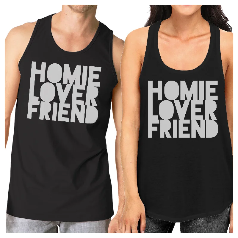 Effortless Comfort Homie Lover Friend Matching Couple Black Tank Tops