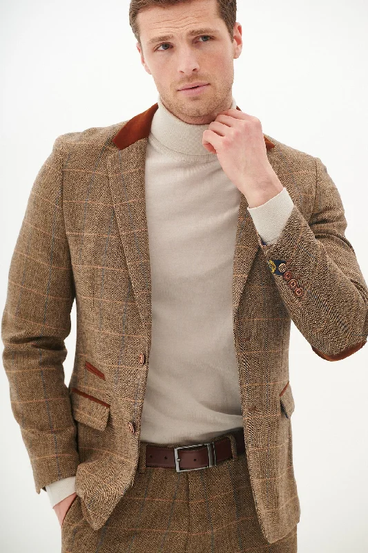 Cozy Apparel DX7 - Tan Tweed Check Blazer