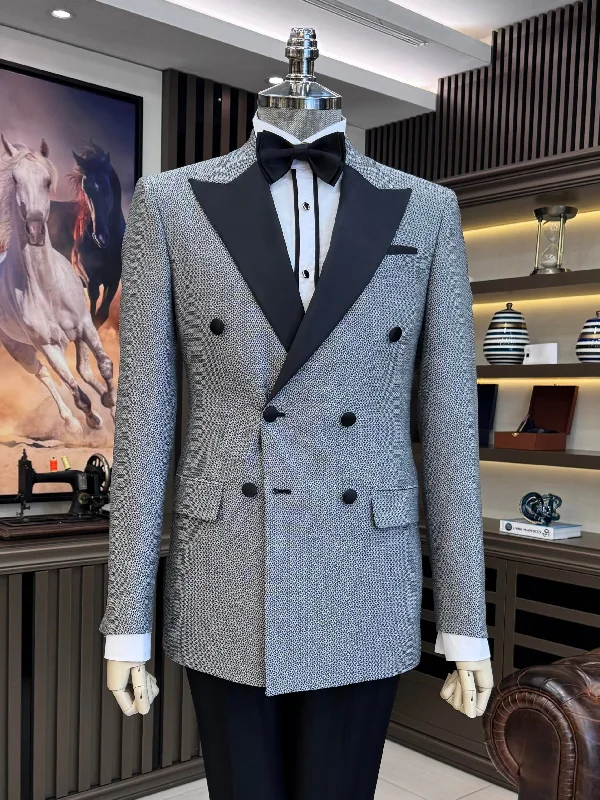 Tech Jackets Grey Double Breasted Tuxedo 2-Piece
