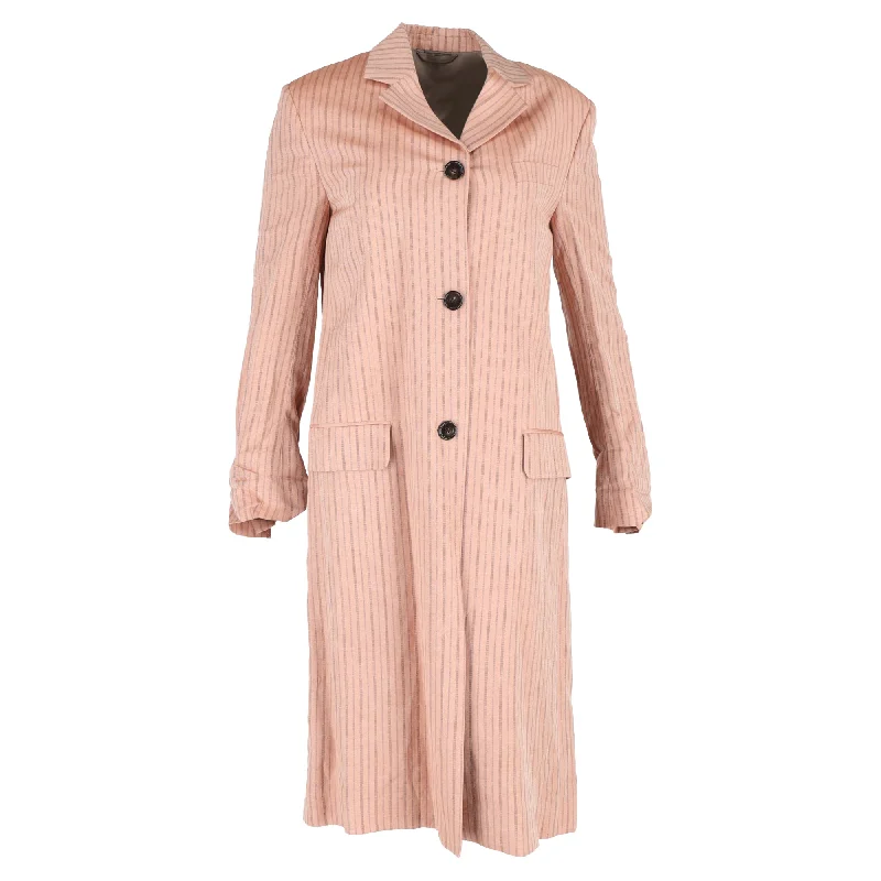 New Season Series Acne Studios Striped Single-Breasted Coat in Peach Linen