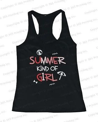 Premium Fabric Women's Beach Tank Tops - Summer Kind of Girl (Racerback style)