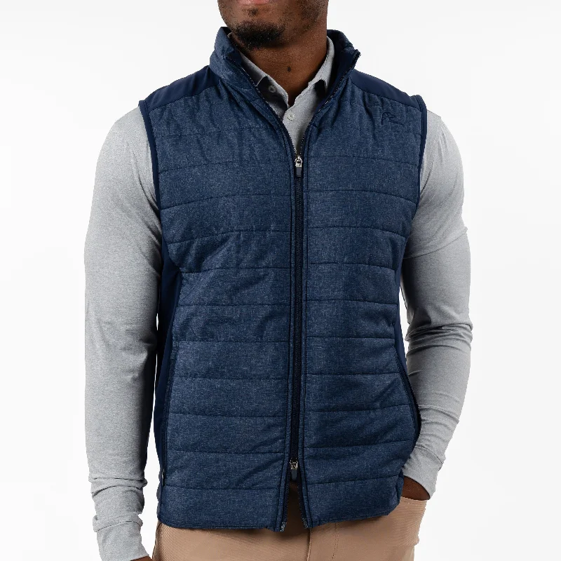 Tech Jackets Fulton Performance Vest | Heather - Fleet Navy/White