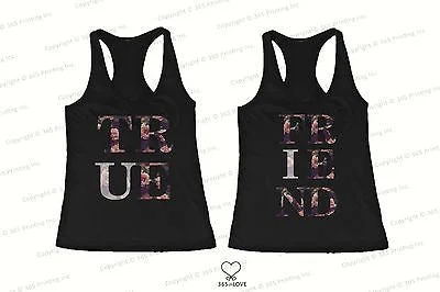 Lounge Wear BFF Tank Tops True Friend Floral Print Matching Shirts for Best Friends