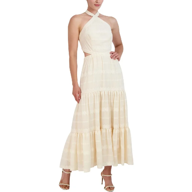 Practical Style BCBGMAXAZRIA Womens Halter Cut-Out Midi Dress