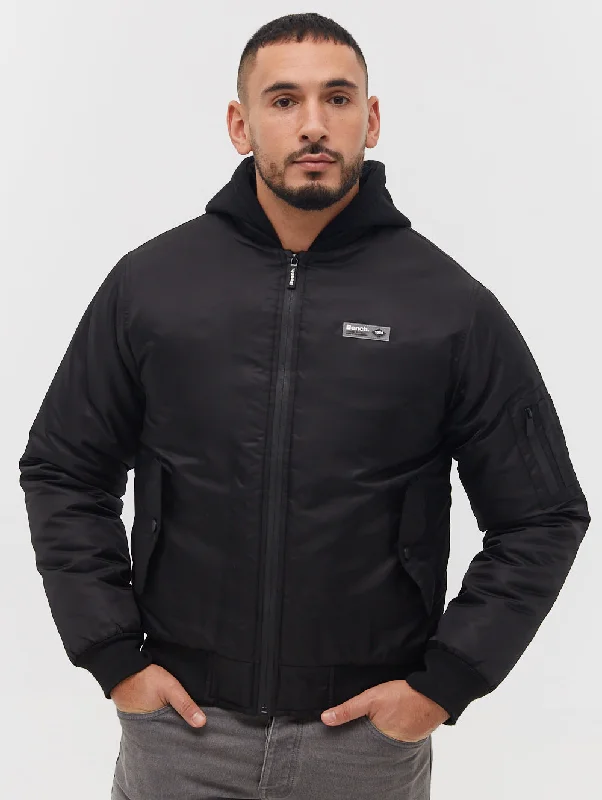 Casual Hoodies Bomper Fleece Hood Bomber Jacket -