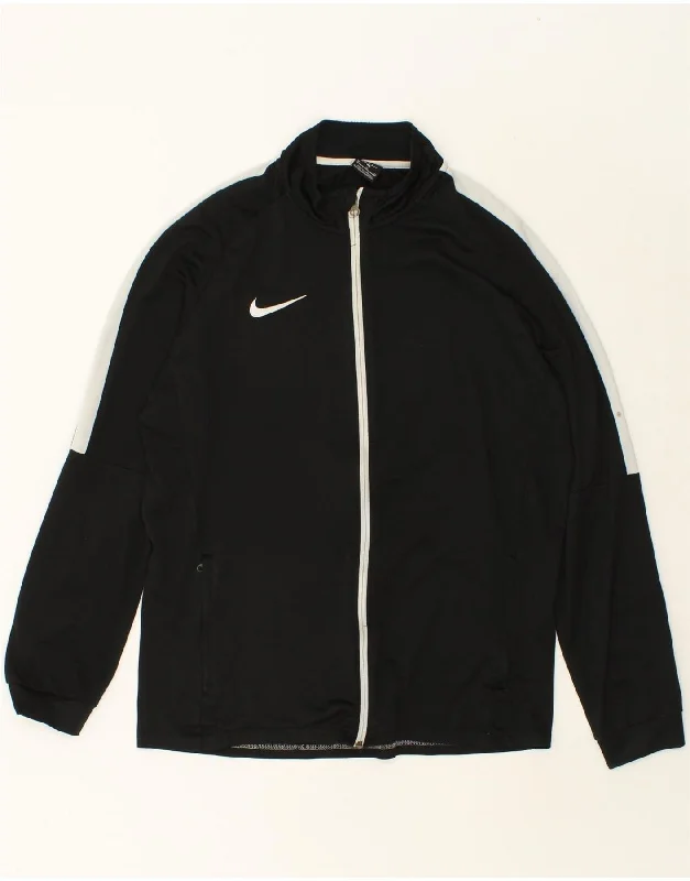 Stylish Comfort NIKE Mens Dri Fit Tracksuit Top Jacket XL Black Colourblock Polyester