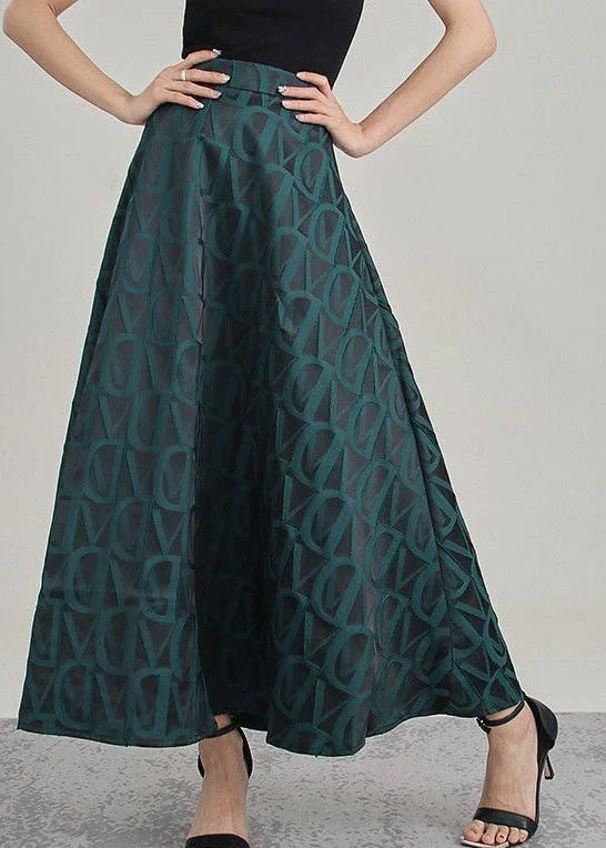 Elegant Series Style Tea Green Asymmetrical Print Skirt Spring