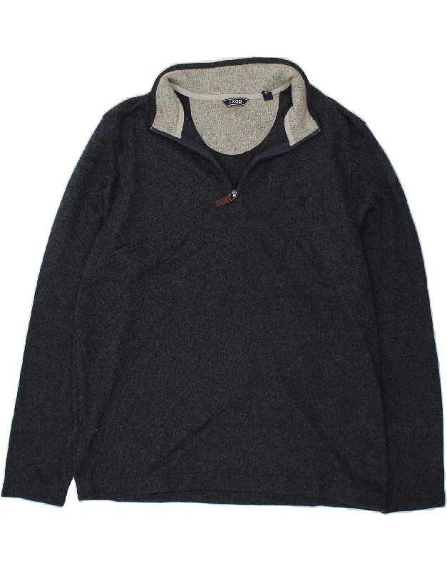 Long Trench Coats IZOD Mens Zip Neck Pullover Tracksuit Top XL Navy Blue Flecked Polyester