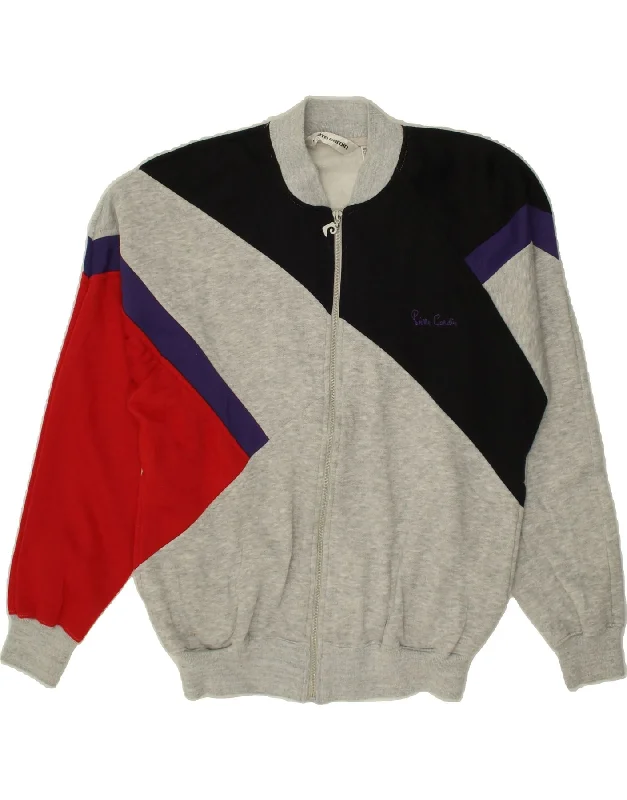 Stylish Joggers PIERRE CARDIN Mens Tracksuit Top Jacket Medium Grey Colourblock Polyester