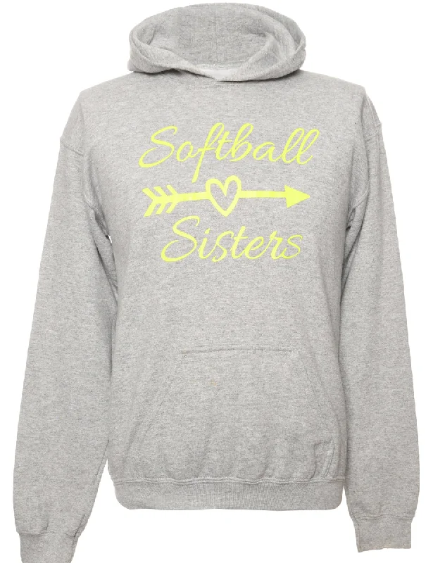 Lounge Wear Grey Gildan Hooded Sports Sweatshirt - XL