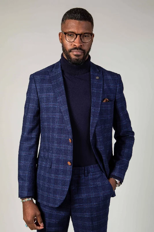 Relaxed Fit CHIGWELL - Blue Tweed Check Blazer