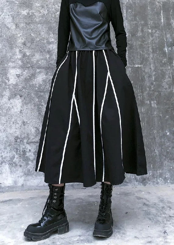 Goddess Style Beautiful high waist cotton asymmetric striped Long Shirts design black long Dresses Goddess Style Beautiful high waist cotton asymmetric striped Long Shirts design black long Dresses