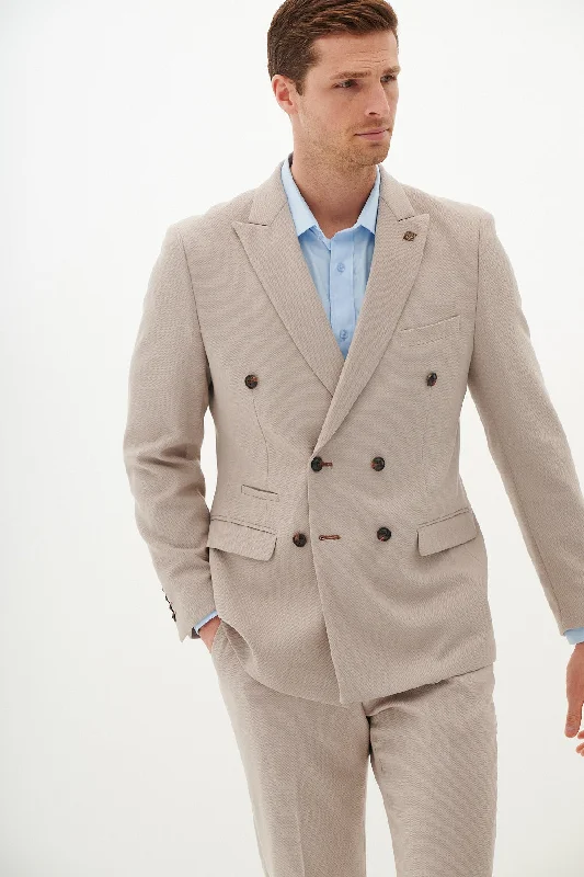 Comfortable Pants HM5 - Double Breasted Stone Blazer