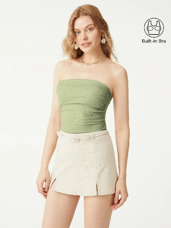 Romantic Temperament Ruched Brami Tube Top