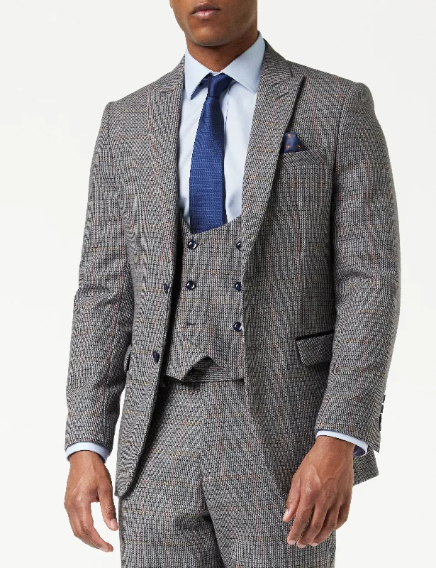 Comfortable Pants HERVE – BLUE HOUNDSTOOTH TWEED BLAZER
