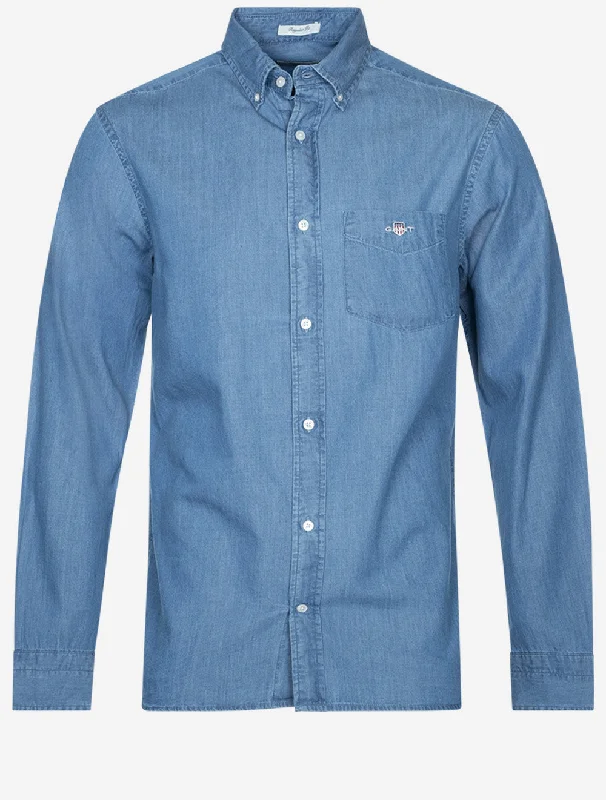 Casual Trends Indigo Buttondown Regular Fit Semi Light Blue