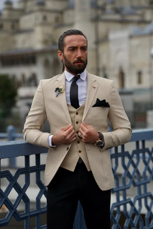 Soft Fabrics Bojoni Astoria Slim Fit Beige Blazer