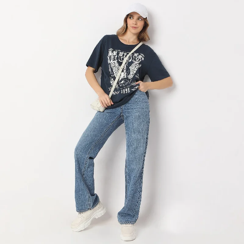 Versatile Itinerary Oversize Printed Short Sleeve T-Shirt