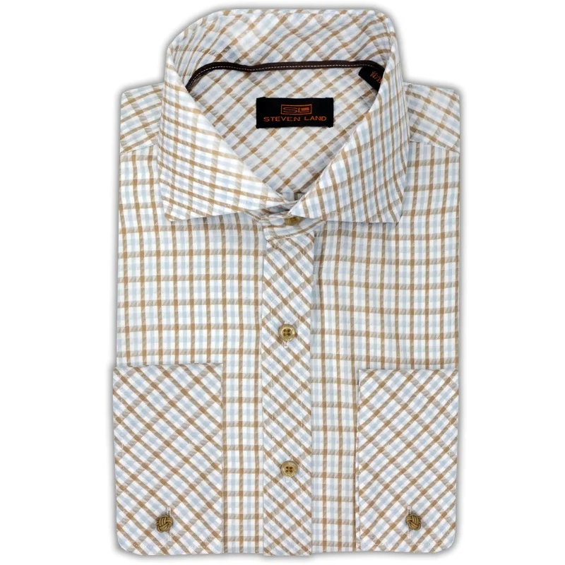 Casual Comfort Steven Land Dress Shirt | Trim and Classic Fit | Arlo 100% Cotton | Color Green/Ds2327