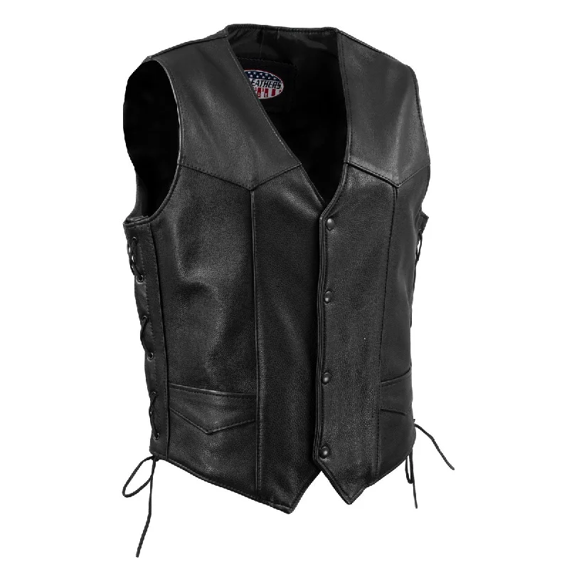 Everyday Wear Hot Leathers VSM5008 USA Made Men's 'Buster' Black Side Lace Premium Leather Vest