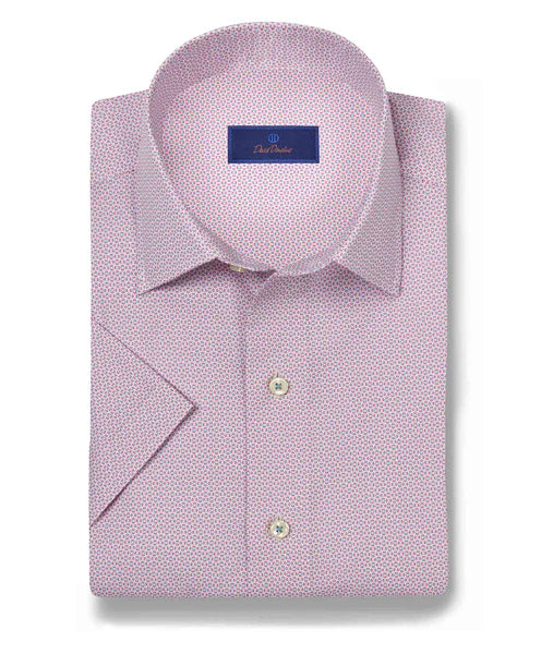Stylish Joggers David Donahue Berry Micro Print Short Sleeve Shirt