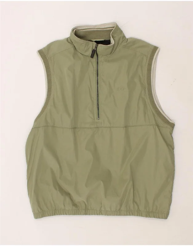 Summer Tees IZOD Mens Sleeveless Zip Neck Pullover Tracksuit Top XL Green Polyester