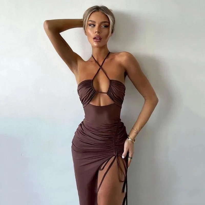 Fashionable Inner Wear Delsa Strappy Midi Slit Dress