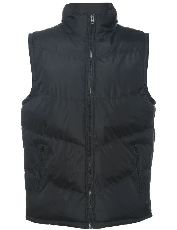 Active Wear Black Puffer Vest - L