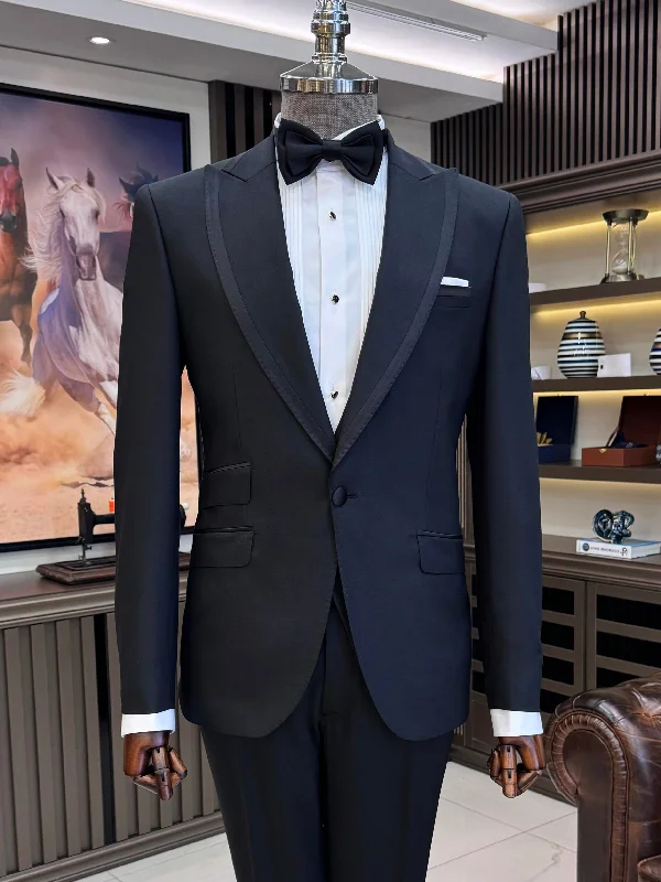 Comfortable Pants Black Slim-Fit Tuxedo 2-Piece