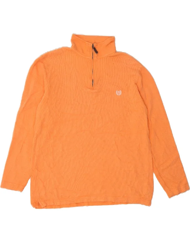 Tailored Coats CHAPS Mens Zip Neck Pullover Tracksuit Top Medium Orange Cotton