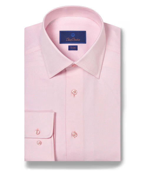 Versatile Looks David Donahue Pink & White Royal Oxford Dress Shirt (Trim Fit)