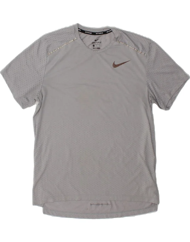 Laid-Back Style NIKE Mens Dri Fit T-Shirt Top Medium Grey Polyester