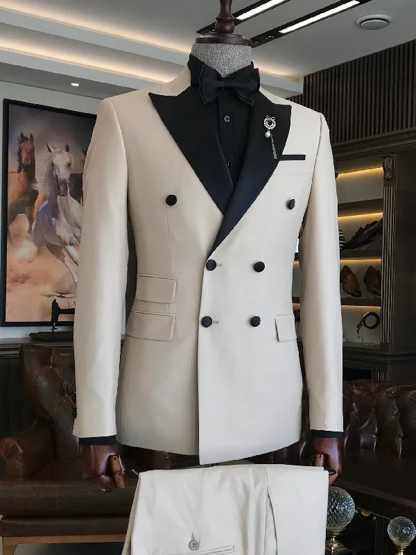 Modern Backpacks Beige Double Breasted Tuxedo 2-Piece