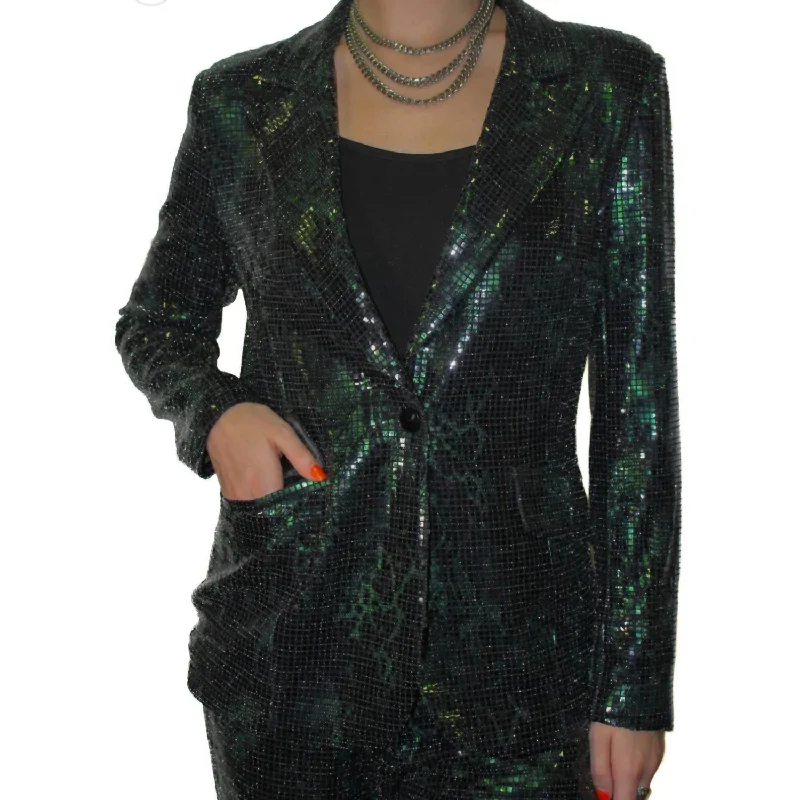 Integrated Design Emerald Glamour Blazer In Emerald Green