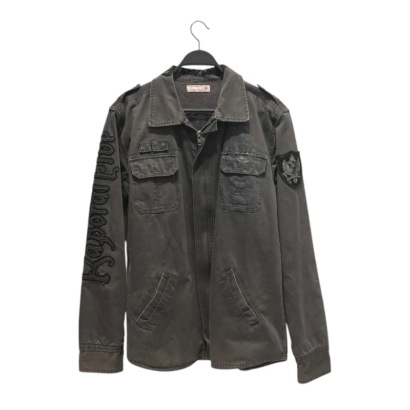 Street Tees Vintage/Jacket/XXL/Cotton/GRY/Graphic/born to ride motorcycle LA