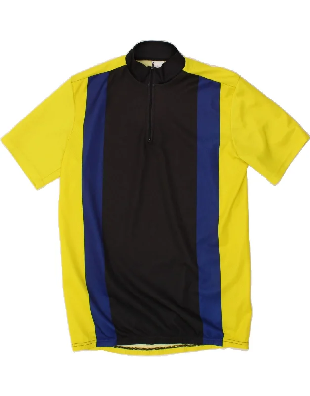 Sporty Wardrobe VINTAGE Mens Zip Neck Pullover Tracksuit Top Small Yellow Colourblock