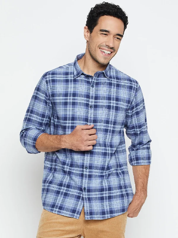 Cool Comfort Men's Blue Casual Big Checks Full Sleeve Shirt