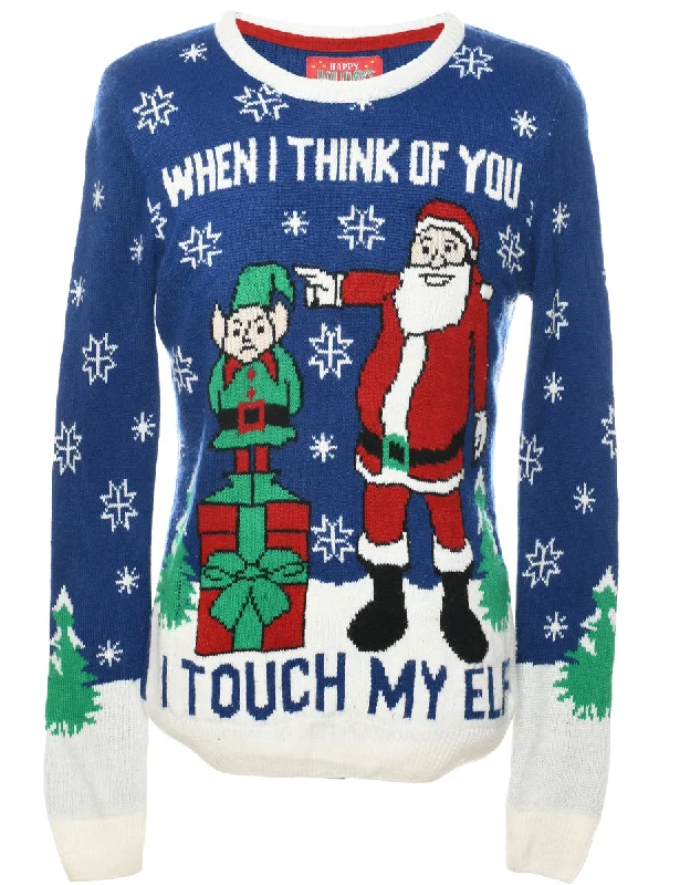 Sporty Look Santa Claus Christmas Jumper - M