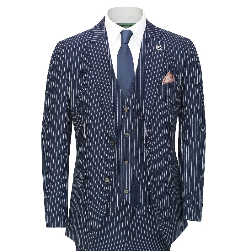 Relaxed Pants WHITE PIN STRIPE NAVY JACKET