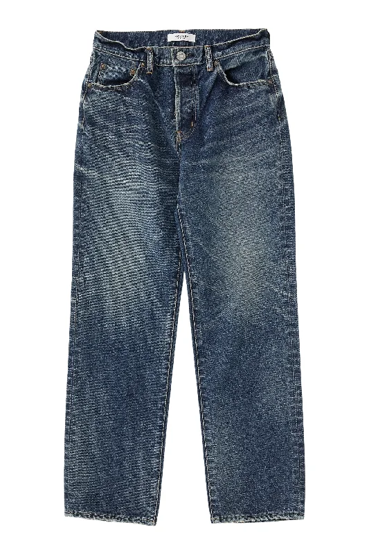 Street Fashion Moussy Denim Bardin Straight Jeans in Dark Blue