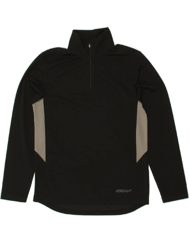 Sporty Suits GAP Mens Zip Neck Pullover Tracksuit Top Small Black Colourblock Polyester