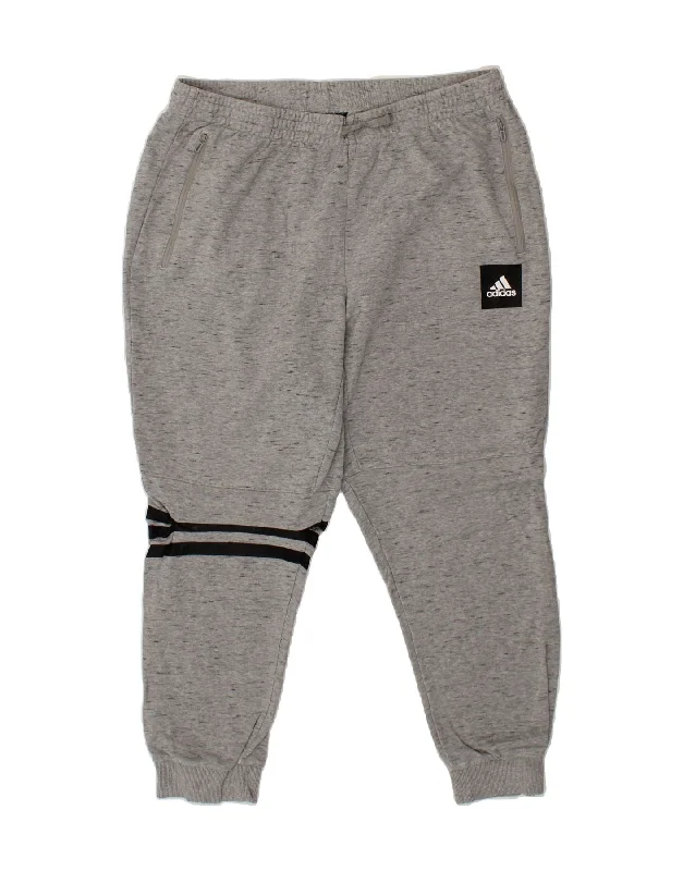 Casual Outfit ADIDAS Mens Tracksuit Trousers Joggers XL Grey Flecked Cotton