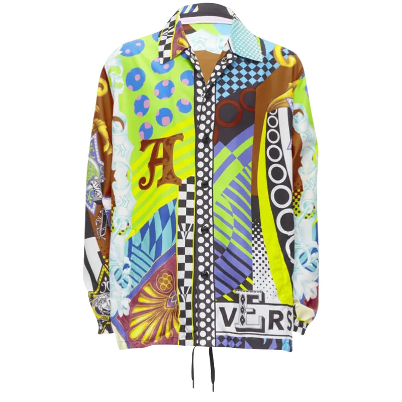 Classic Casual Versace Pop Temple print nylon windbreaker shirt jacket