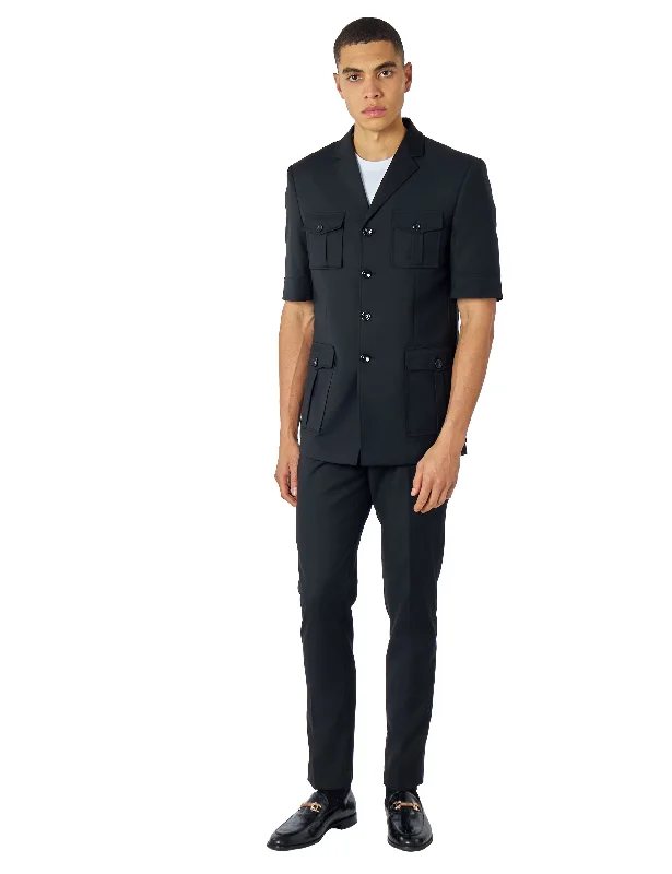 Fashion And Simplicity Retro Black 2 Piece Short Sleeve Safari Suit