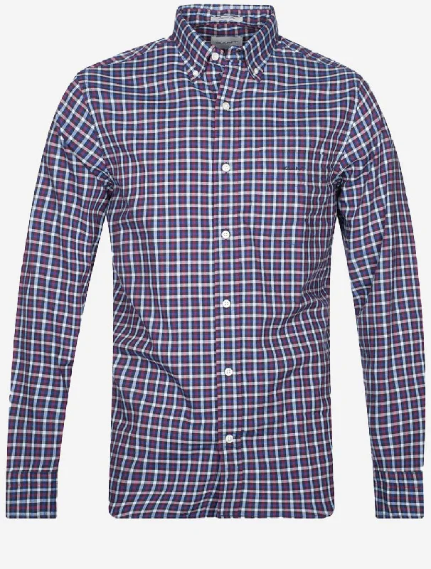 Soft Fabrics Regular Twill Micro Multi Check Shirt Evening Blue