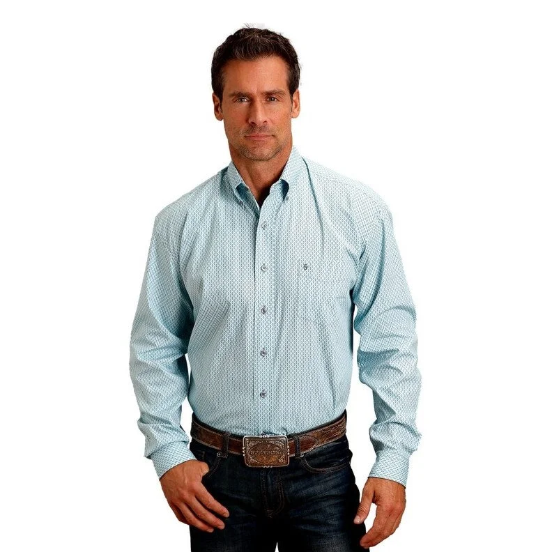 Wool Pants Stetson Western Shirt Mens Long Sleeve Print Blue 11-001-0526-4007 BU