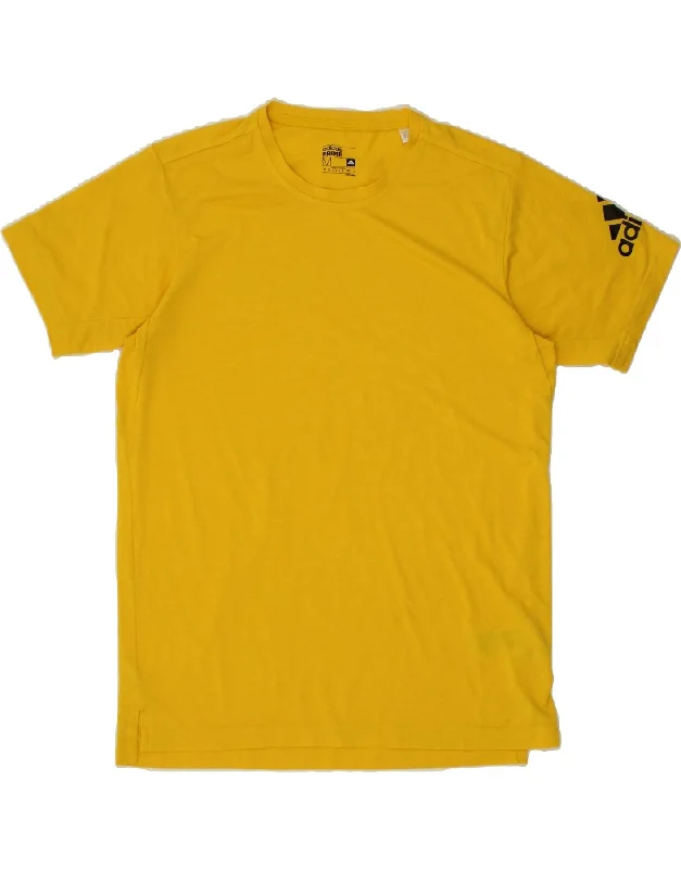 Relaxed Fit ADIDAS Mens Climalite Graphic T-Shirt Top Medium Yellow Polyester