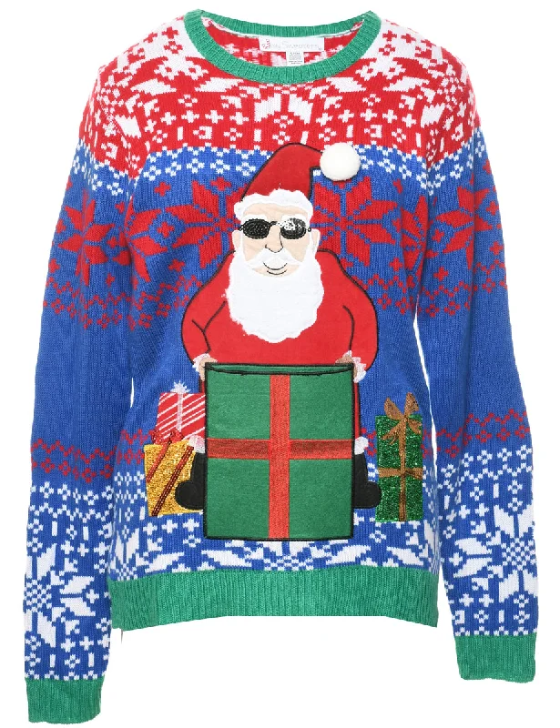 Techwear Fashion Santa Claus Design Christmas Jumper - S